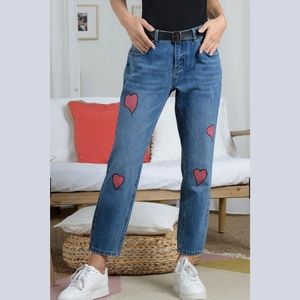 Lili Sidonio Molly Bracken High Waist Crop Heart Denim Jeans Medium